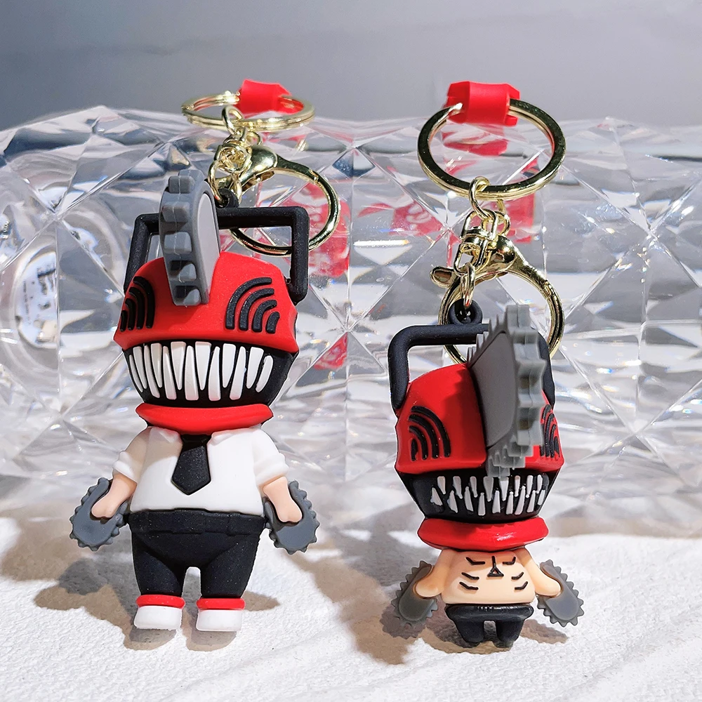 Anime Chainsaw Man Keychain Cool Soft Rubber Devil Denji Car Keyring Backpack Pendant Key Holder Gifts