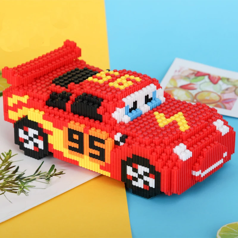 Aoger Disney Cartoon Pixar Cars 3 Diamond Building Blocks Lightning Mcqueen Cute Diy Model Connection Mini Bricks Car Blocks Toy