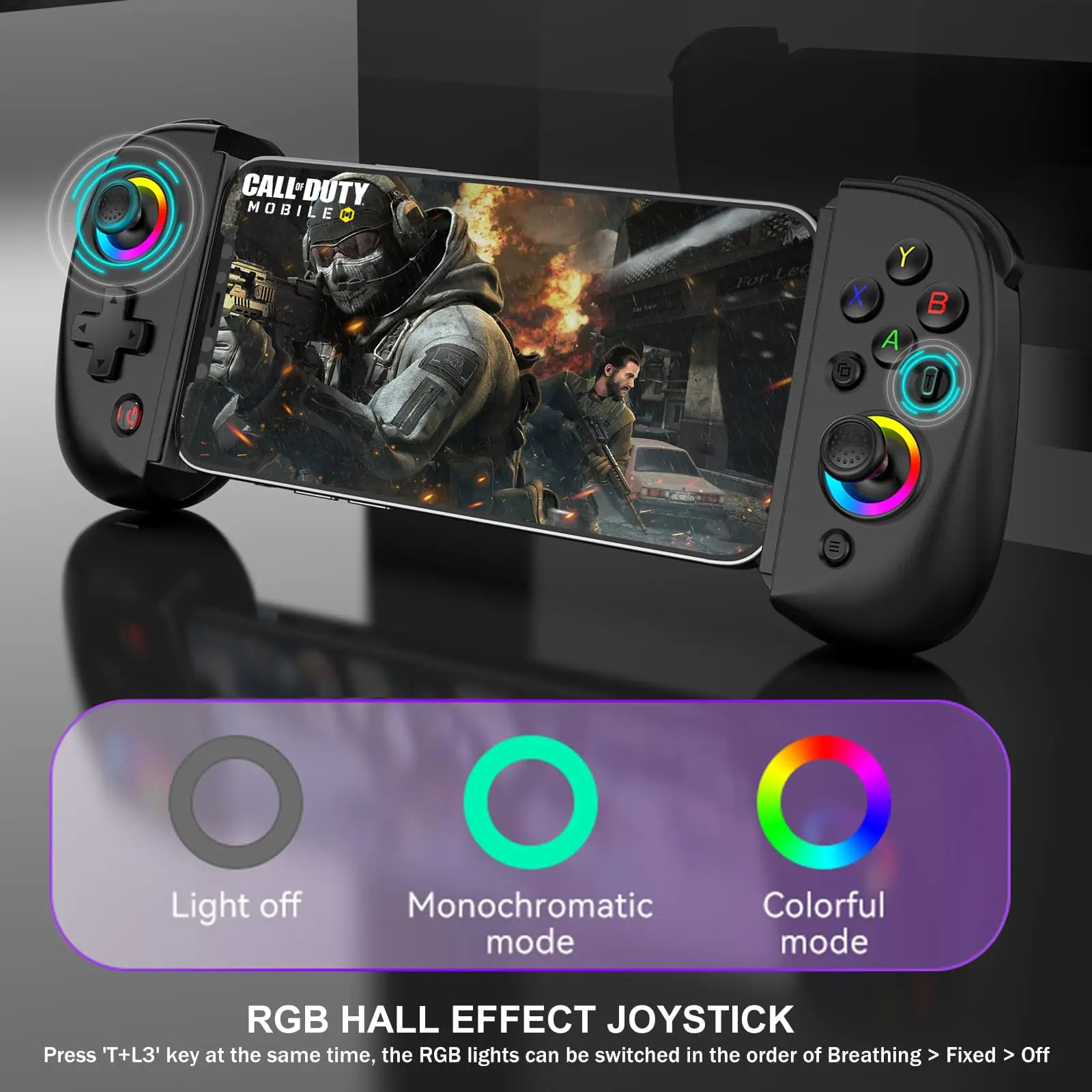 BSP-D8 Telescopic Mobile Gaming Controller For Android IOS PS3 PS4 Switch Mobile Phone Gamepad Bluetooth-Compatible5.2 RGB Light