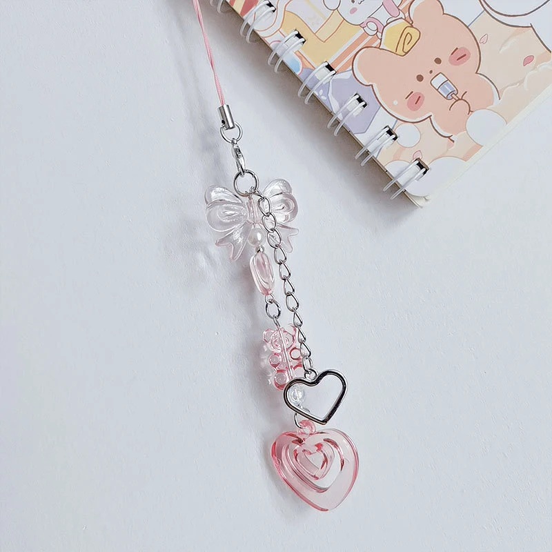 Bag IP Samsung Cute Accessories Pink Y2K Bowknot Love Phone Charms Pendant Kawaii Key Chain Girl - Bag IP Samsung Cute Accessories Pink Y2K Bowknot Love Phone Charms Pendant Kawaii Key Chain Girl Strap Lanyard Beaded Ins Korea