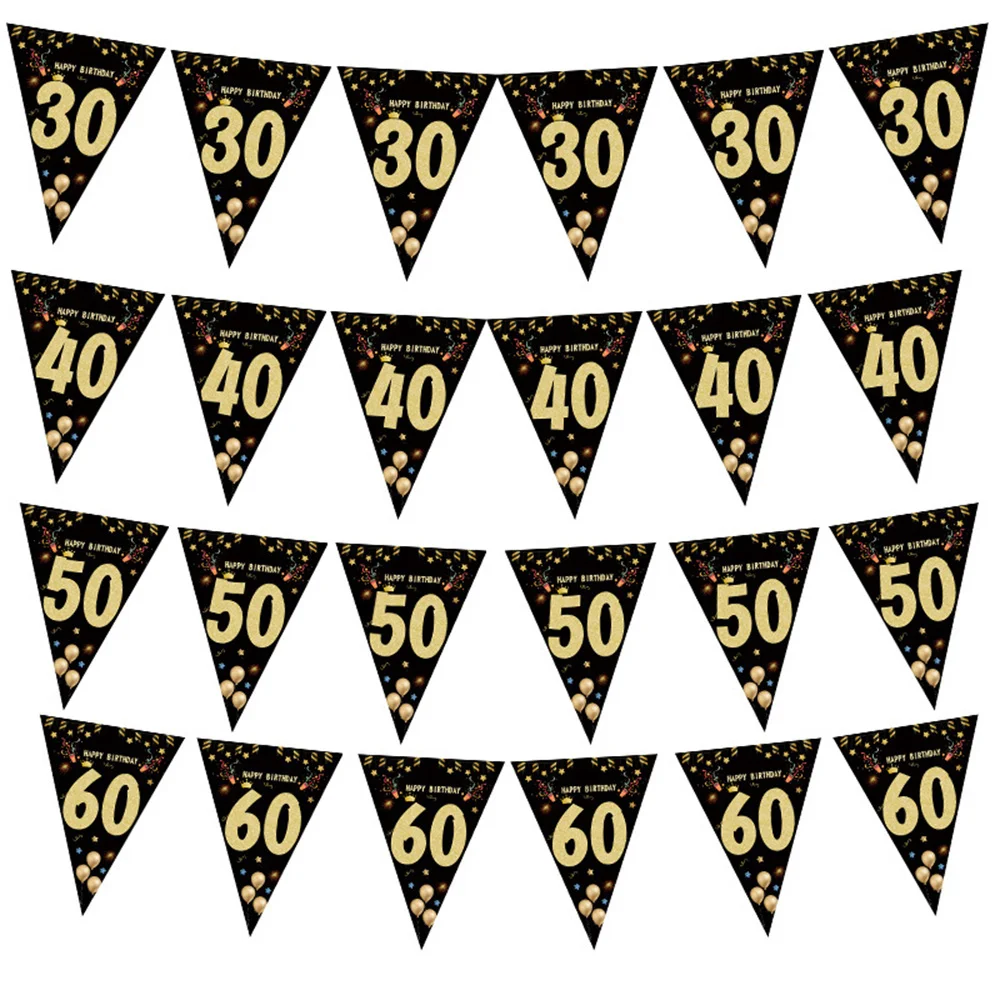 Black Gold Happy Birthday Banner 30 40 50 60 Hanging Flags Birthday Party Decoration Background Deco - Black Gold Happy Birthday Banner 30 40 50 60 Hanging Flags Birthday Party Decoration Background Decor Bunting Garland Banners