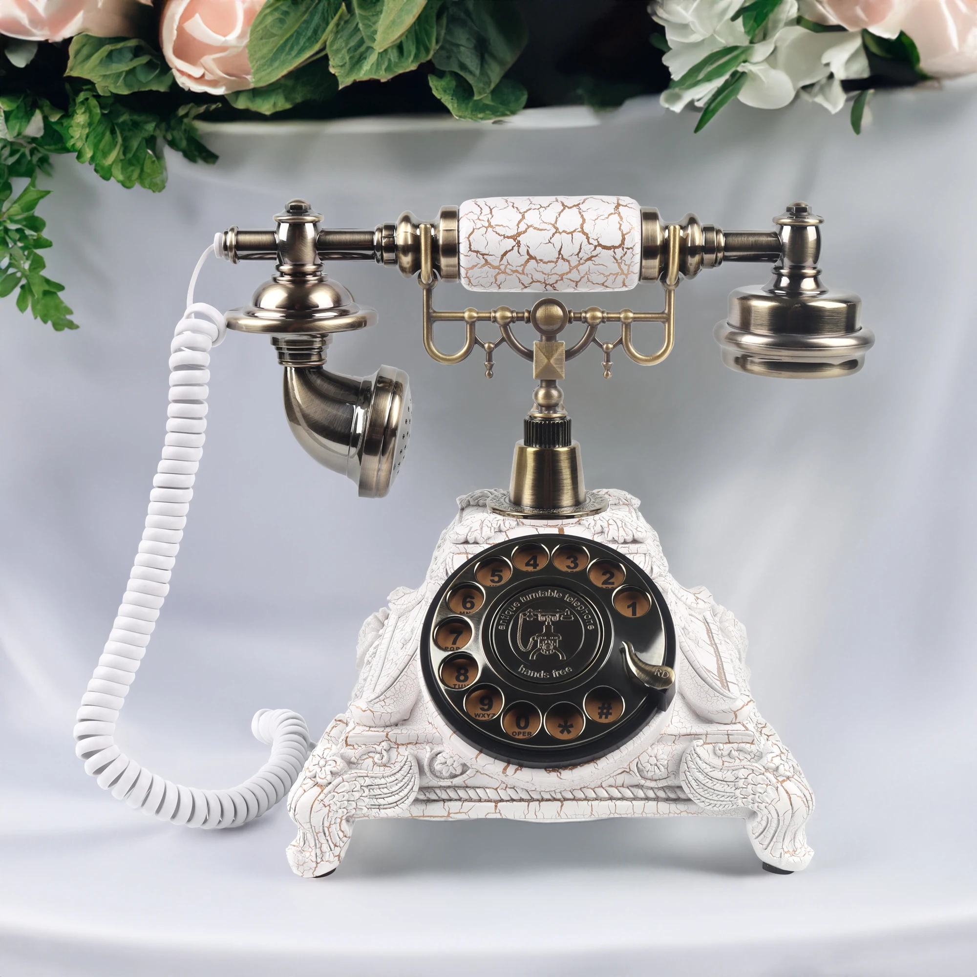 CHEETA White Chrome Bronze Gold Phone Replaces Vintage Wedding Guest’s Book Guestbook Roulette Dial Recording Audio Guestbook Ph