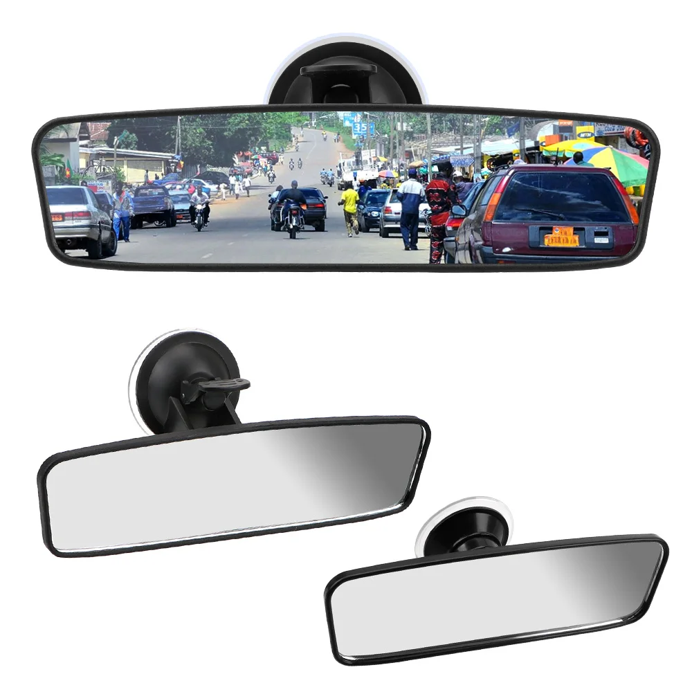 Car Rear Mirror Wide-angle Rearview Mirror Adjustable Suction Cup Auto Assisting Mirror Interior Rear View Mirror 360° Rotates