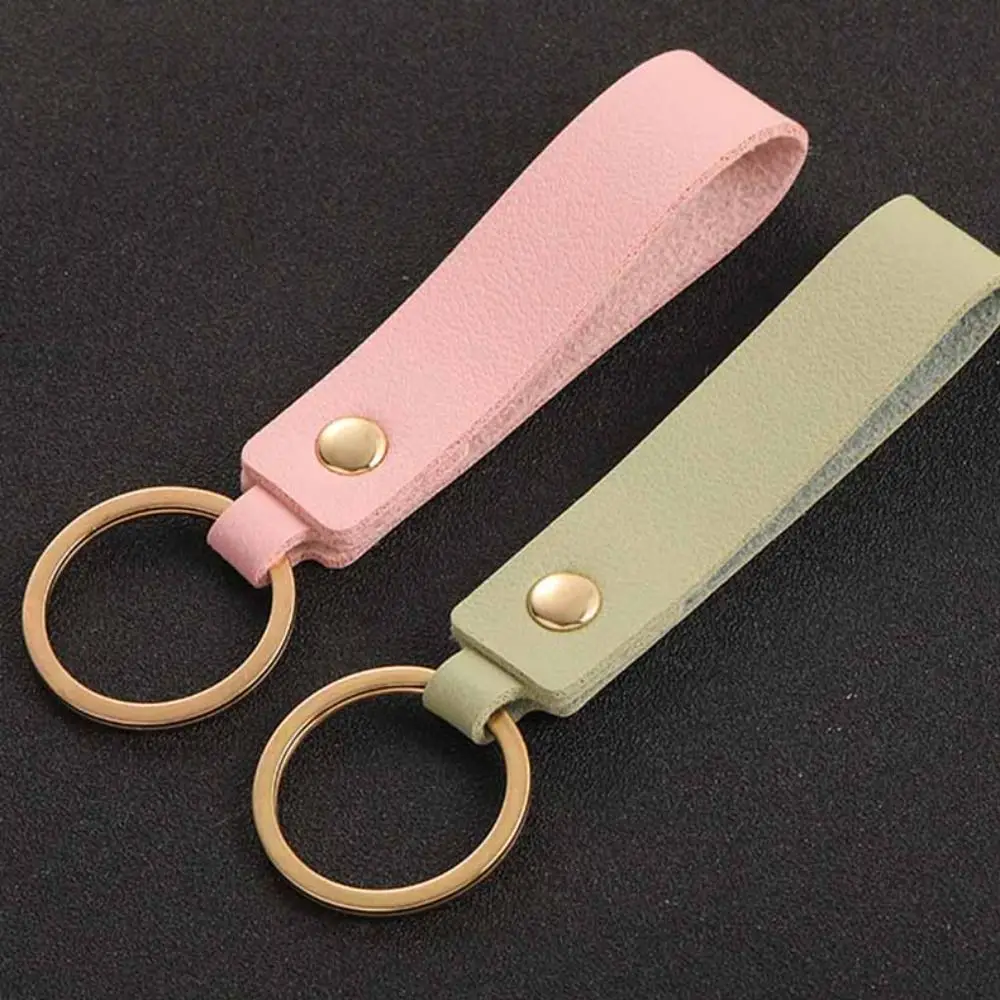 Creative PU Leather Keychain Party Blank New Car Key Chains Fashion Simple Metal Key Rings Accessories