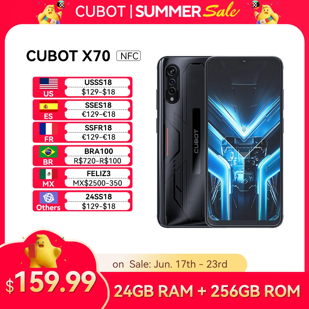 Global Version Cubot X70, Smartphone Android 13, Helio G99, 24GB+256GB,100MP Triple Camera, NFC, 120Hz 6.583\