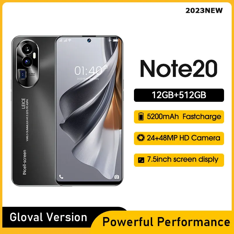 Global version NOTE20 Pro Cellphone android13 smartphone 8gb 256gb 128gb WIFI gaming celular  6.8inch original mobile phones