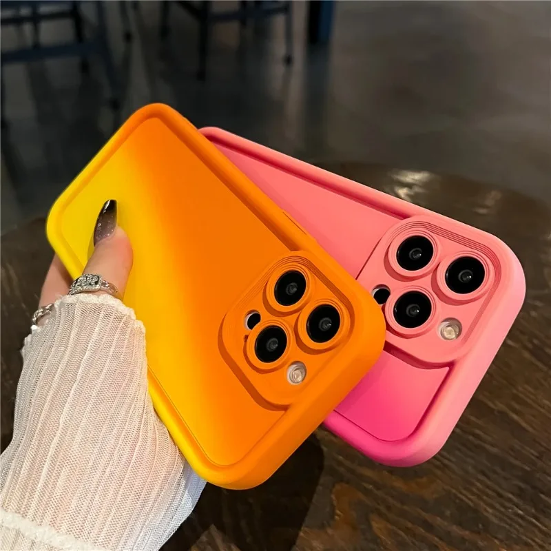 Gradient Liquid Silicone Thickened Phone Case For iPhone 15 14 13 12 Pro Max Plus Candy - Gradient Liquid Silicone Thickened Phone Case For iPhone 15 14 13 12 Pro Max Plus Candy Color Soft Shockproof Bumper Cover