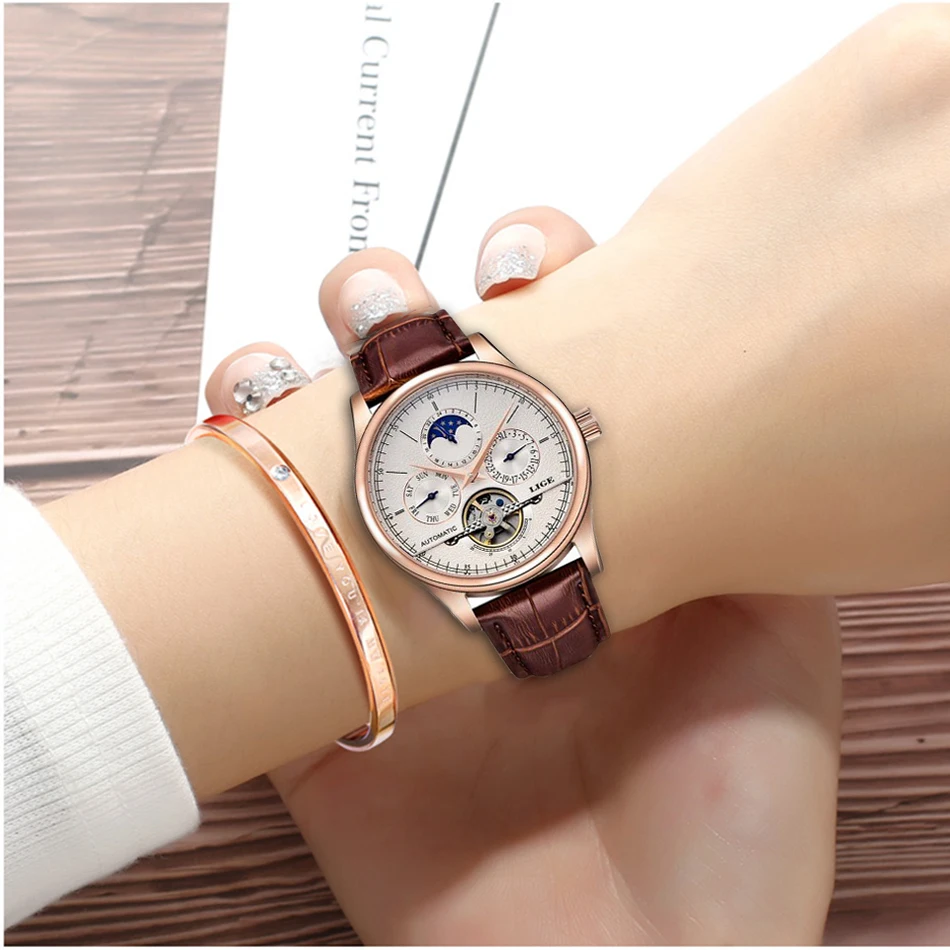 HTB1pahPPAvoK1RjSZFDq6xY3pXad - LIGE Brand Women Watch Automatic Mechanical Watch Tourbillon Fashion Clock Leather Casual Waterproof Wristwatch relogio feminino