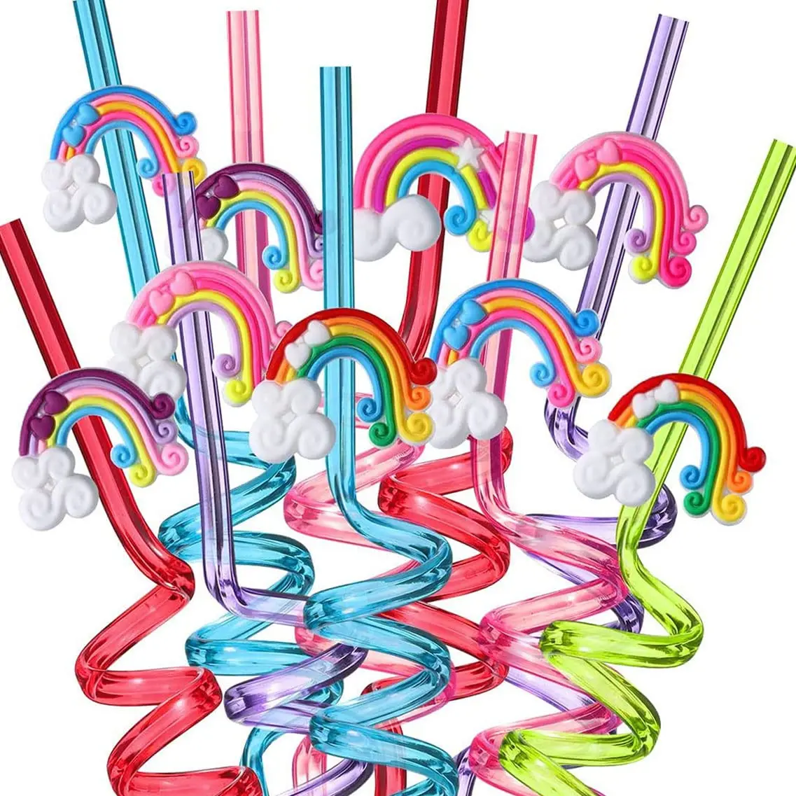 Multiple Topic Straw Reusable Rainbow Drinking Plastic Straws Unicor Animals Racing Car Birthday Par - Multiple-Topic Straw Reusable Rainbow Drinking Plastic Straws Unicor Animals Racing Car Birthday Party Favors Decorations