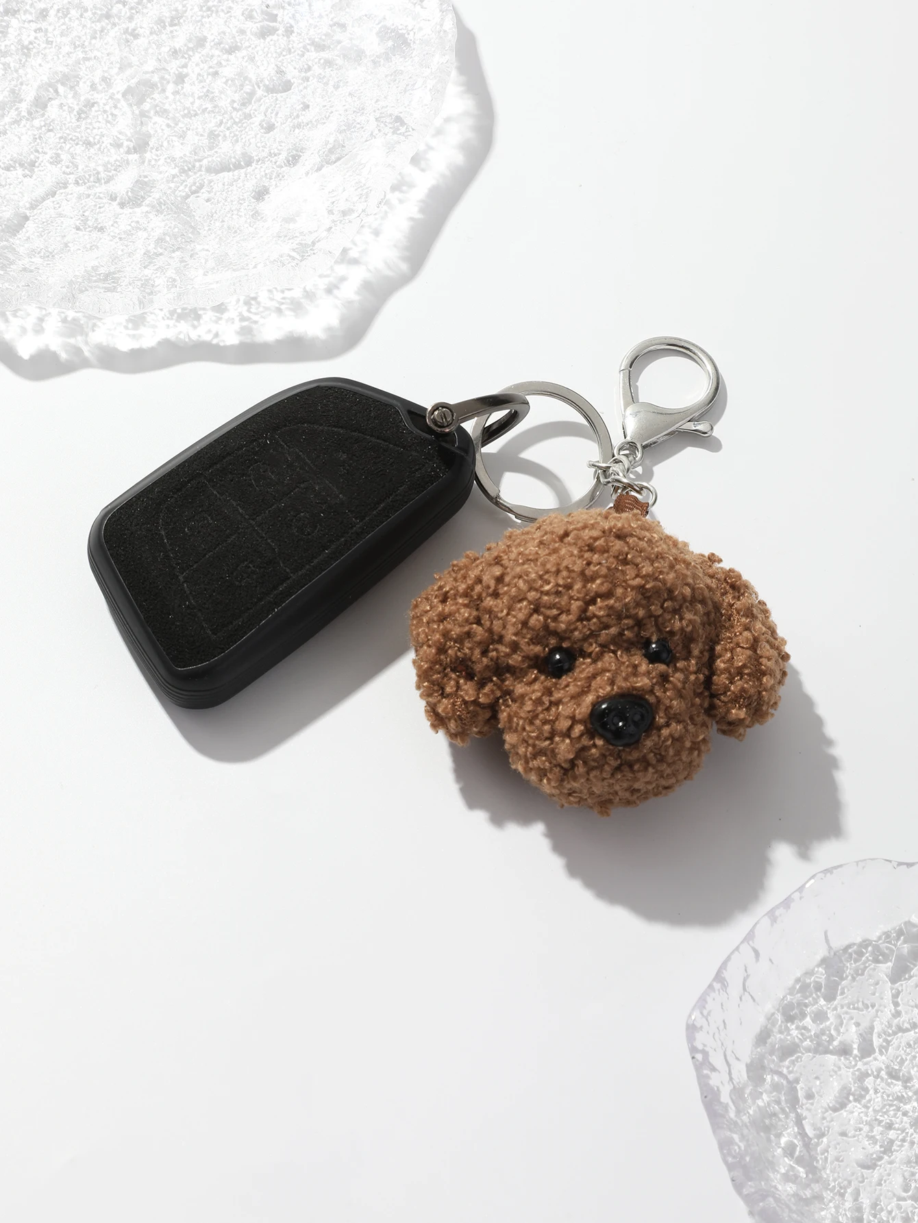 Plush Teddy Dog Puppy Key Chain Brown&White Bear Bag Charm Pendant Keychain Kindergarten Girls Gifts Decorations For Car Keys