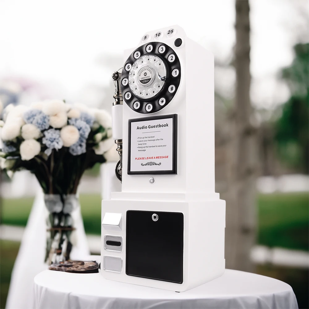 Retro Style Wedding Party Audio Guest Book Telephones Vintage Phone Booth Voice Messages Recording Audio Guestbook Phone