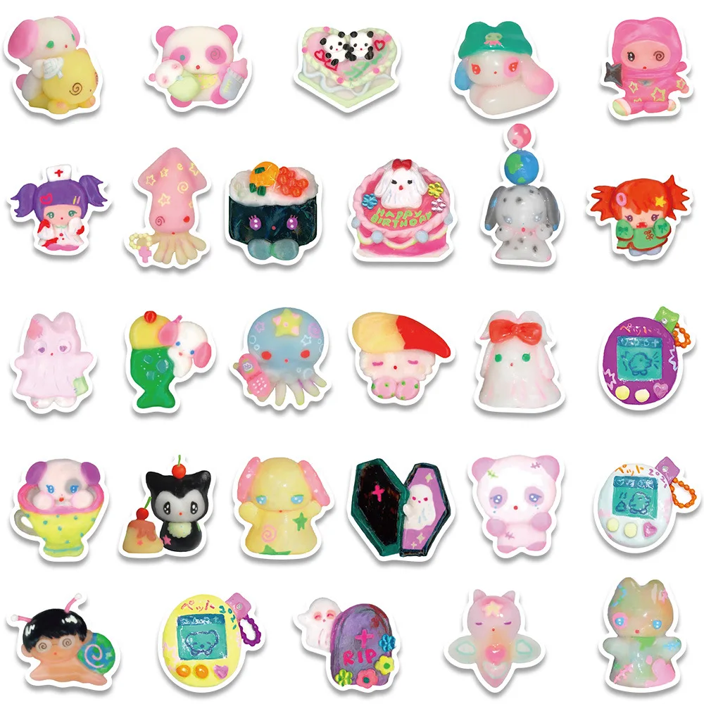 S027dccf30e4d4ae3900469f73773a889T - 56Pcs/Set 3D Crystal Clay Girl Cute Stickers Skateboard Notebook Fridge Phone Guitar Luggage Decal Sticker Kids Toy