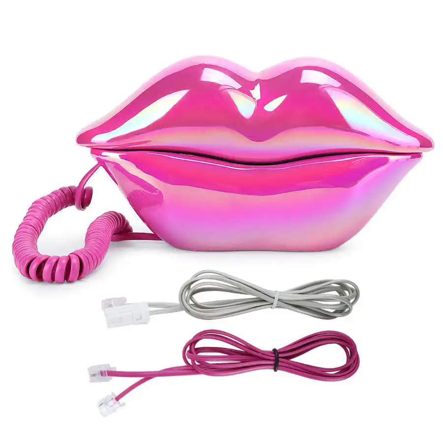 S02d1fe28b8d7423ca50fcf19dbf83d12N - Lip Telephone Electroplating Fashionable Lip Telephone Flocking Retro Sexy Home Phone Decoration Gift