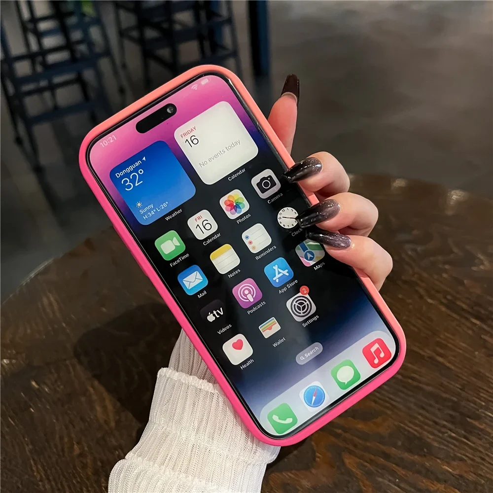 S157a926babe747b1994720f79c7f4df0Y - Gradient Liquid Silicone Thickened Phone Case For iPhone 15 14 13 12 Pro Max Plus Candy Color Soft Shockproof Bumper Cover