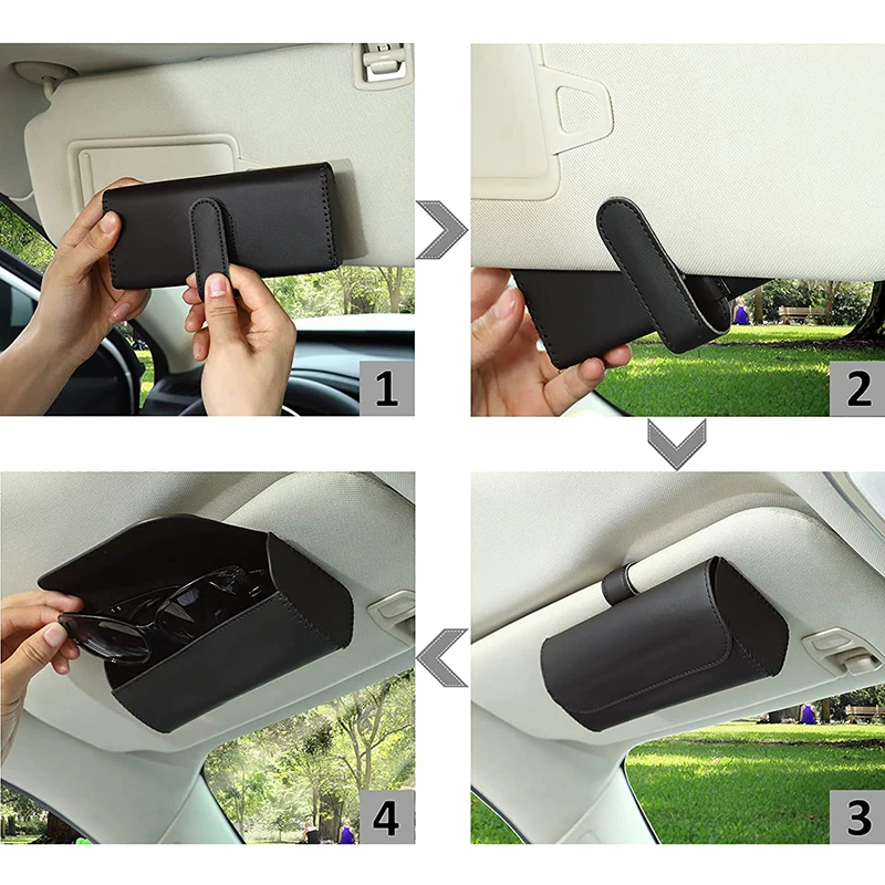 S2a56852770824da7a17a0a15853e39f8c - 1pc Glasses Holder Car Sun Visor Glasses Case Organizer Glasses Storage Box Holder Visor Sunshade Car Holder For Glasses