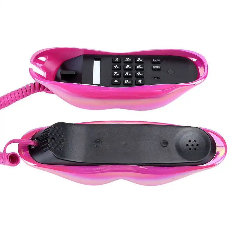 S2c22b1a19f7d47618d7f858e7ac6b8436 - Lip Telephone Electroplating Fashionable Lip Telephone Flocking Retro Sexy Home Phone Decoration Gift