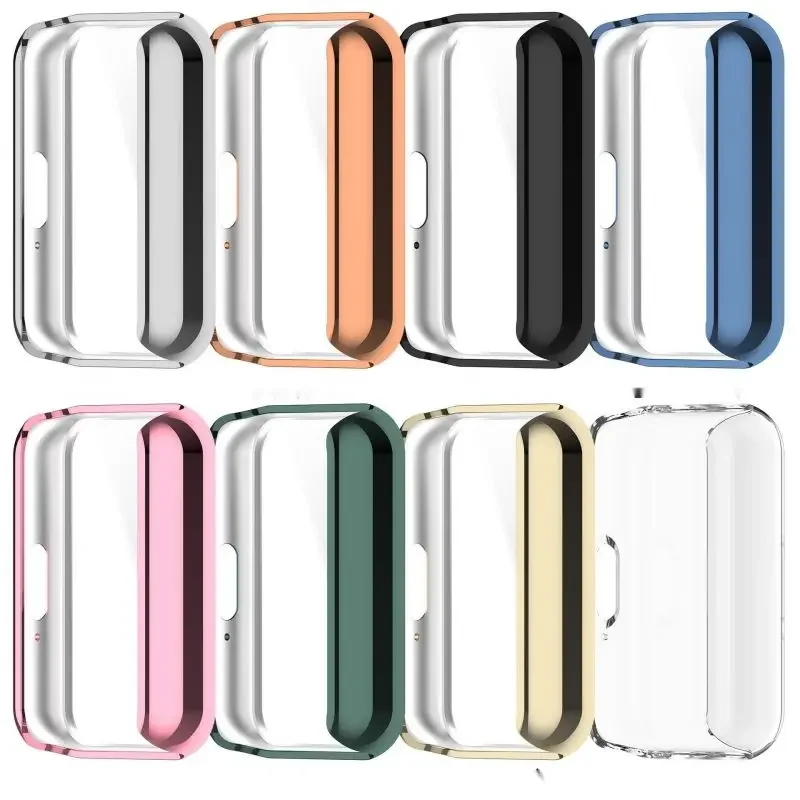 S2d83713424d24beeb95fcf6837da09e5A - TPU Plating Case For Samsung Galaxy Fit 3 Samrtwatch Strap Full Coverage Bumper Cover Accessories Screen Protector soft shell