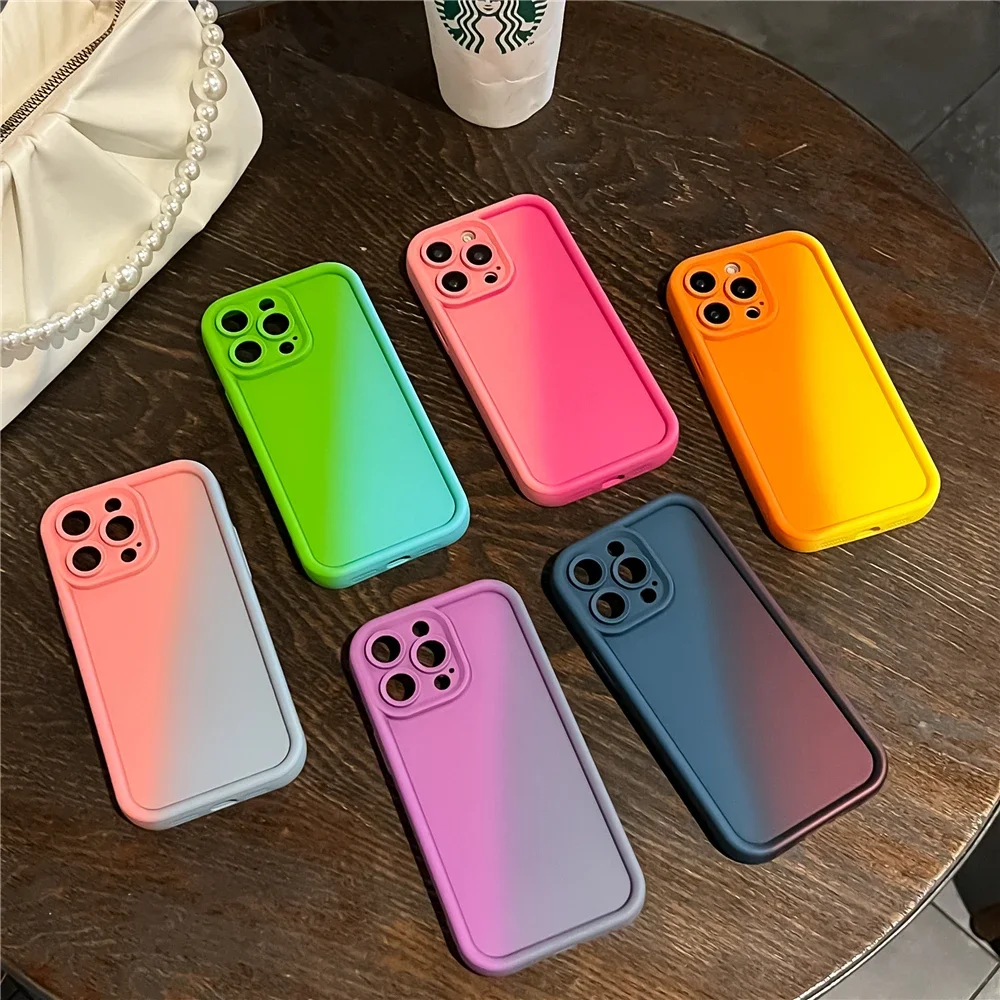 S333dff7edd3348988ad9677bb2492d77E - Gradient Liquid Silicone Thickened Phone Case For iPhone 15 14 13 12 Pro Max Plus Candy Color Soft Shockproof Bumper Cover