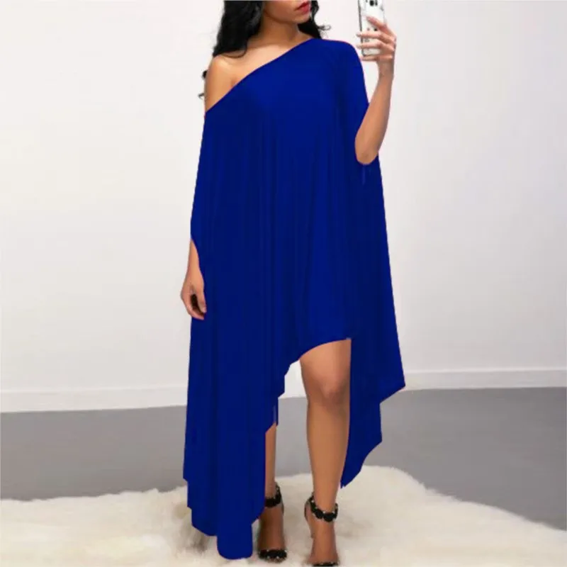 Fashion African Dresses For Women 2024 New Arrival Solid Color Angled Neck One Size Loose Maxi Dress Robe Boubou Africain Femme