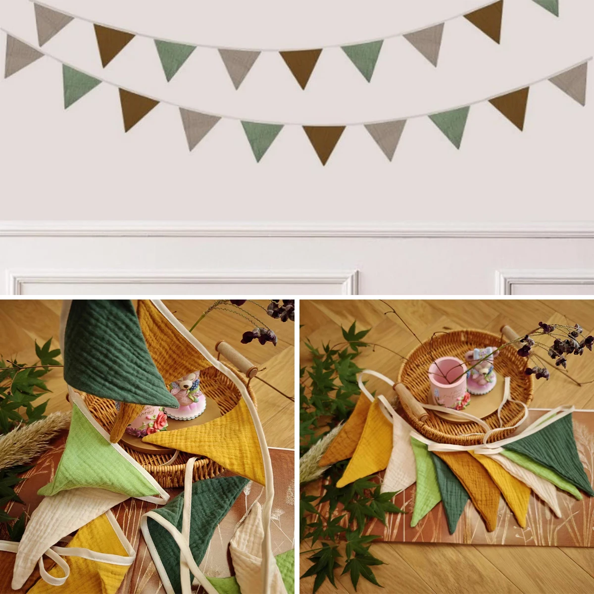 S366a6bcb4f15402899de222bc97a4e91s - 2.6m Cute Birthday Bunting Children's Room Pull Flower Kindergarten 10 Hanging Flags Triangle Flag Party Decoration Arrangement