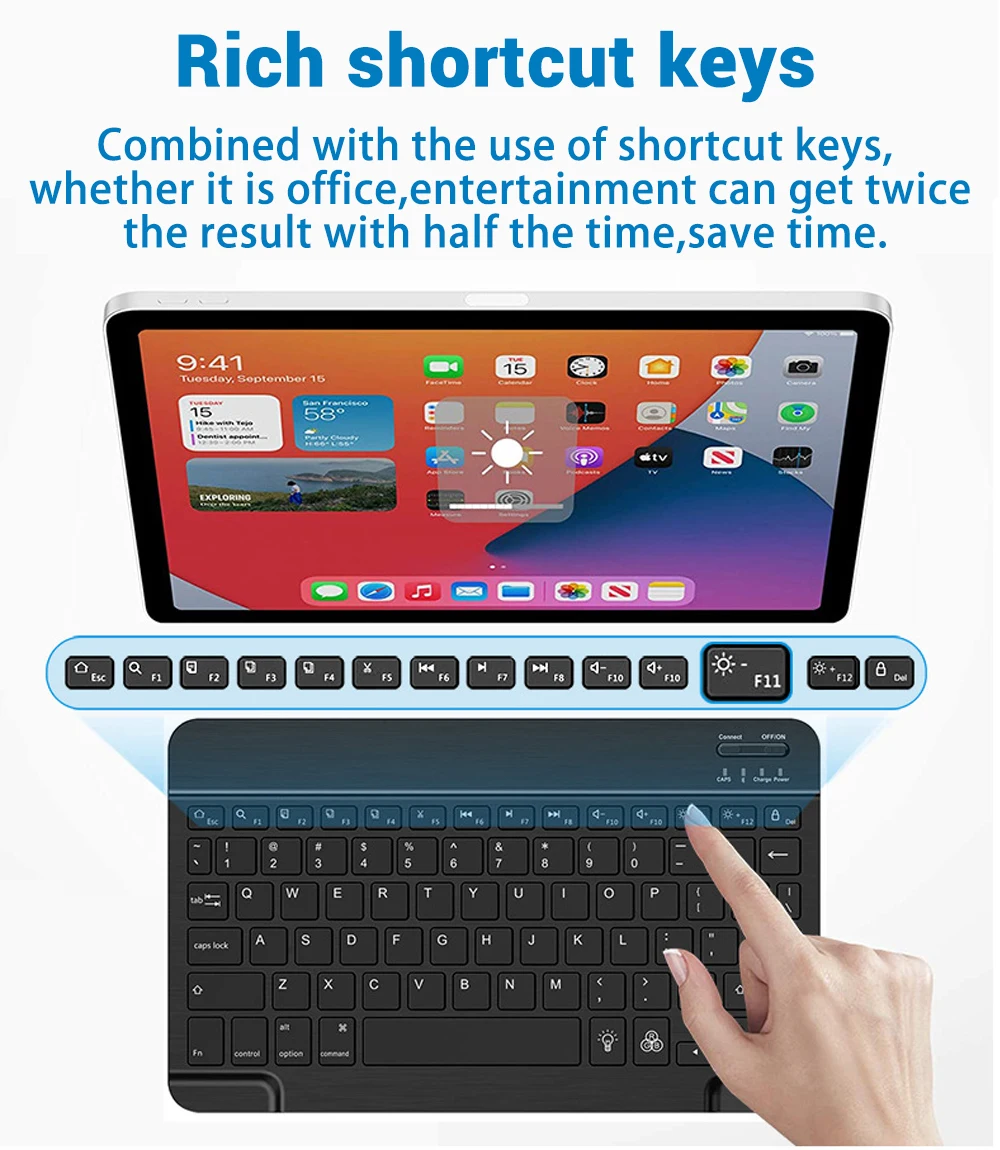 S3cc4ddfa6ab44b2eab948a408fc1daa4W - 10inch Backlit For iPad Keyboard and Mouse Backlight Bluetooth Keyboard For IOS Android Windows Wireless Keyboard and Mouse