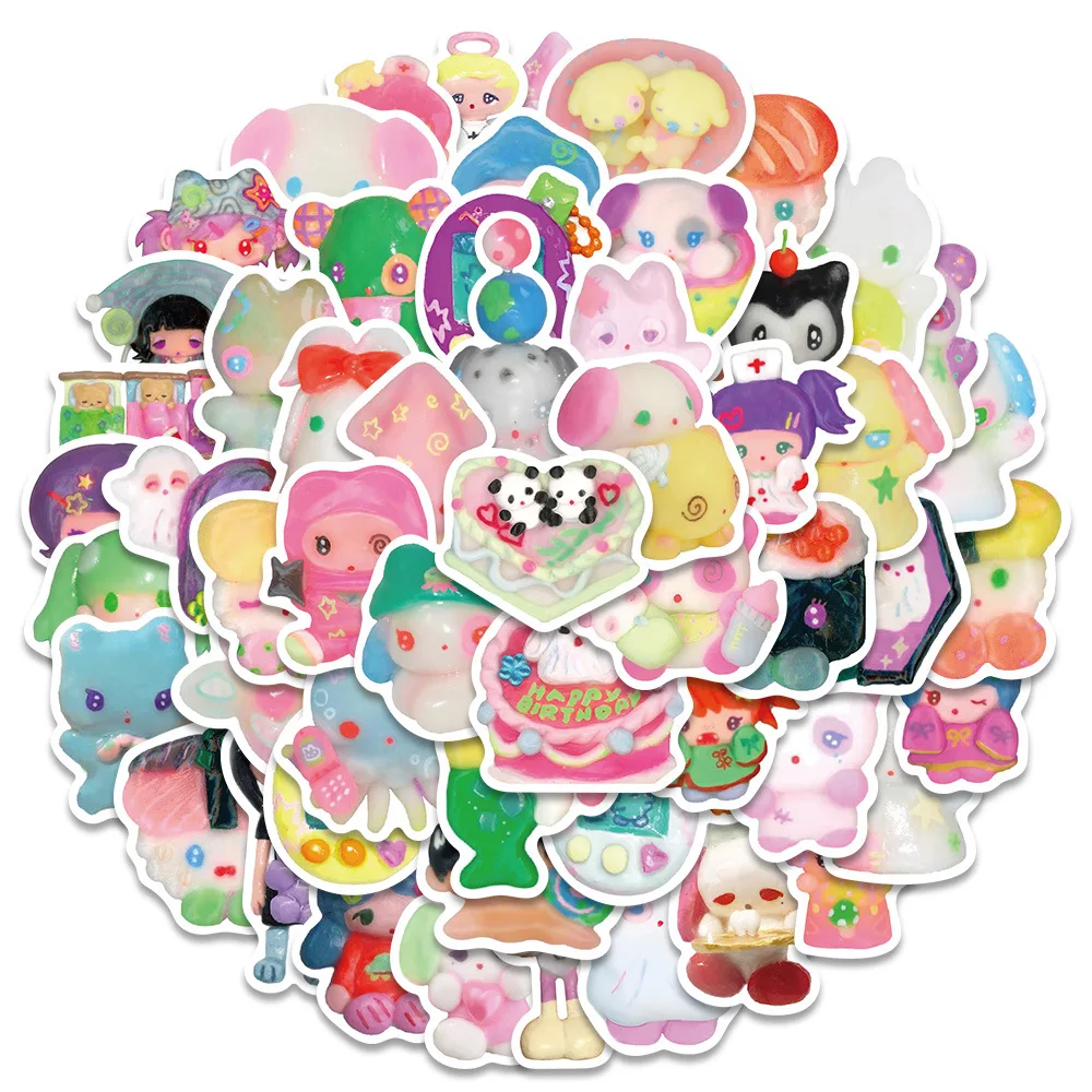 S3d3b2e7e103f43ca9e7b335ddc37d46b6 - 56Pcs/Set 3D Crystal Clay Girl Cute Stickers Skateboard Notebook Fridge Phone Guitar Luggage Decal Sticker Kids Toy