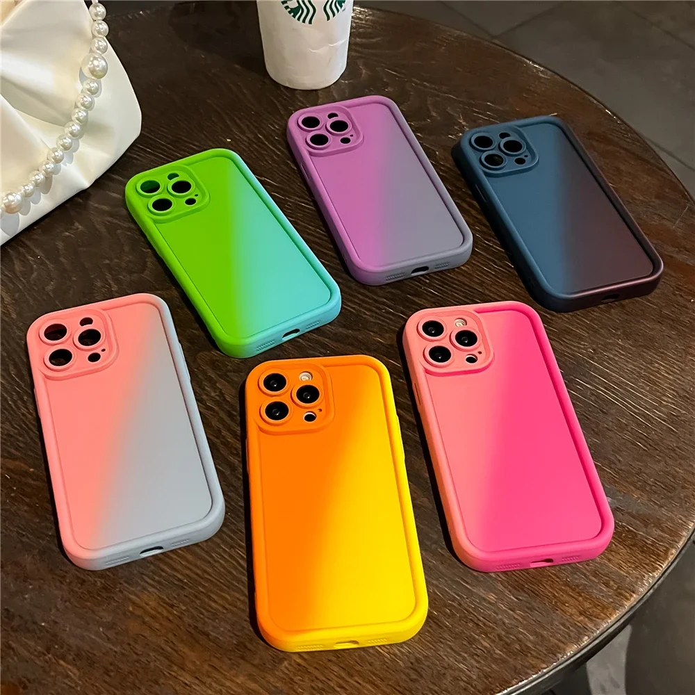 S4292940ada45455fa14cfbaa8df51cd6M - Gradient Liquid Silicone Thickened Phone Case For iPhone 15 14 13 12 Pro Max Plus Candy Color Soft Shockproof Bumper Cover