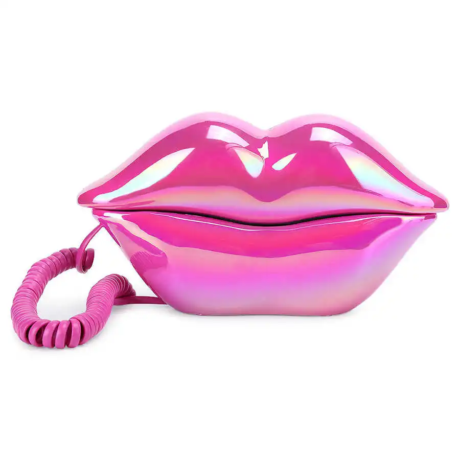 S4a25902b4c2a45e691d991f63e877f5eD - Lip Telephone Electroplating Fashionable Lip Telephone Flocking Retro Sexy Home Phone Decoration Gift