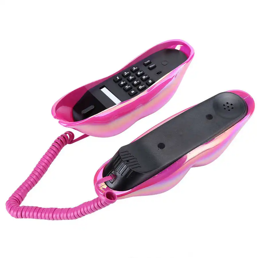 S574dcda57e5746a1bce0c36d1e987fcc6 - Lip Telephone Electroplating Fashionable Lip Telephone Flocking Retro Sexy Home Phone Decoration Gift