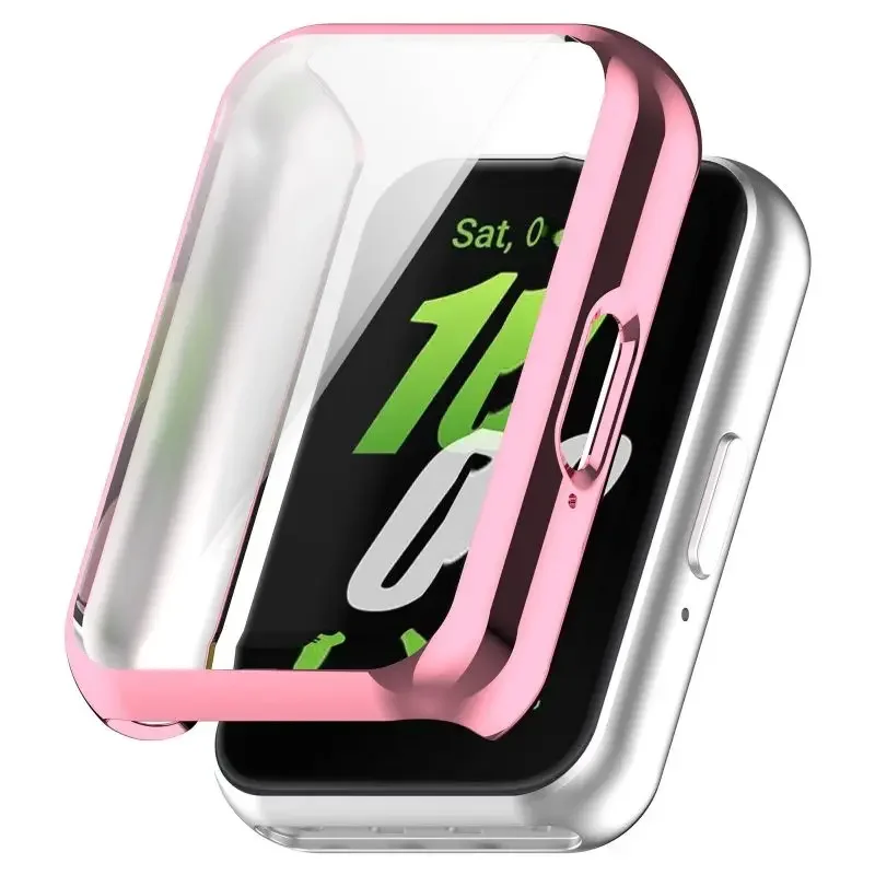 S5940466f4899412c82a0aa66f71f19776 - TPU Plating Case For Samsung Galaxy Fit 3 Samrtwatch Strap Full Coverage Bumper Cover Accessories Screen Protector soft shell