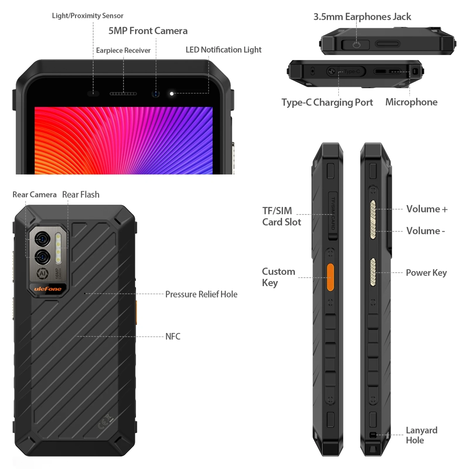 S64846ae5caef4f4199f38206a2136c151 - Ulefone Power Armor X11 Pro Rugged Phone Android 12 Mobile Helio G25 Octa Core 4GB 64GB 5.45'' Screen 8150mAh Smartphone NFC