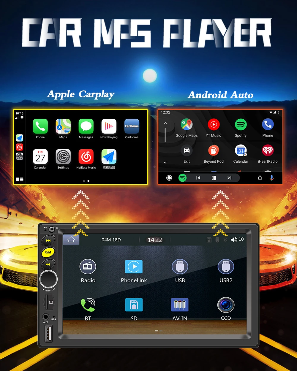 S87ed3ee9c34f497995269659b27c4092P - 7 9 10 inch GPS  2 din Radio Stereo Receiver Player Android13 2G+32G Radio Multimedia Player wireless CarPlay Android Auto Gift