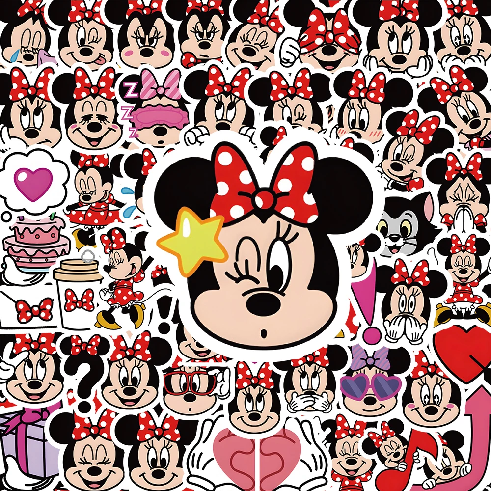 S987ea4f673414d459137db90d7cfbdd5B - 10/30/60pcs Classic Disney Anime Mickey Mouse Minnie Mouse Stickers Cute Cartoon Decals DIY Phone Laptop Kawaii Kids Sticker Toy