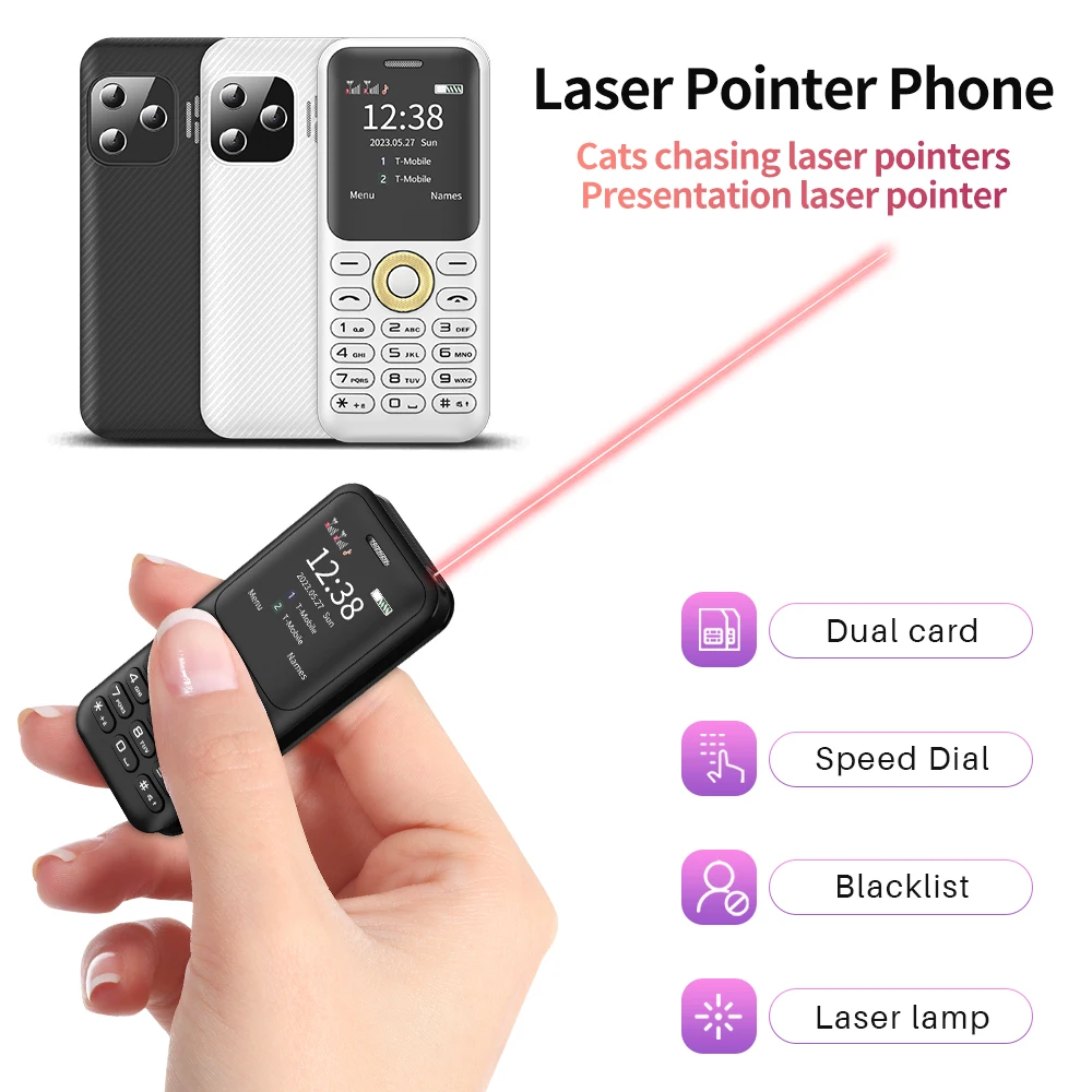 SERVO L8 Mini Laser Indicator Mobile Phone Bluetooth Dialing Magic Voice Blacklist Speed Dial 2 SIM 1.33\