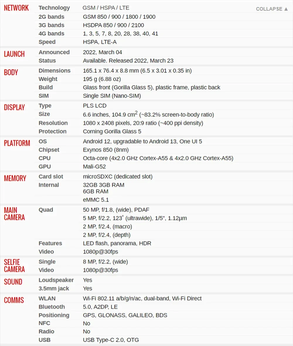 Sa5e868ac1eb54f538e00f9158fbd015fi - Original A13 4G A135U/U1 LTE Mobile Phone 6.6\