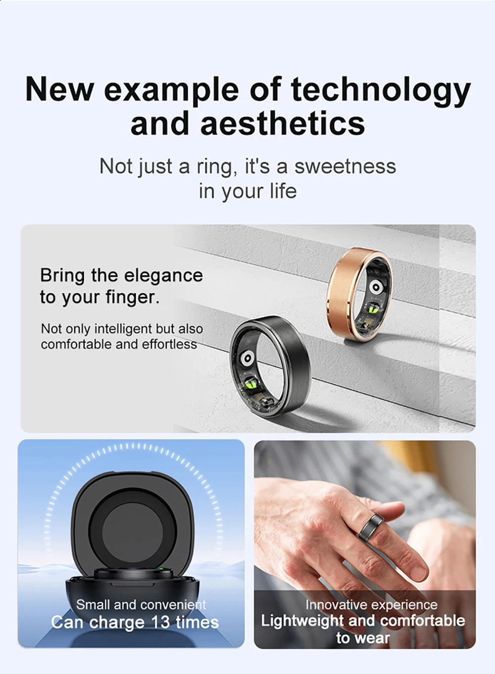 Sc1c41aa2e83a4fa88c10a490d1f4809d1 - LlNuyoah R03 Smart Ring Sleep Health Monitoring IP68 & 3ATM Waterproof Multi Sports for IOS and Android Men Women Smart Ring