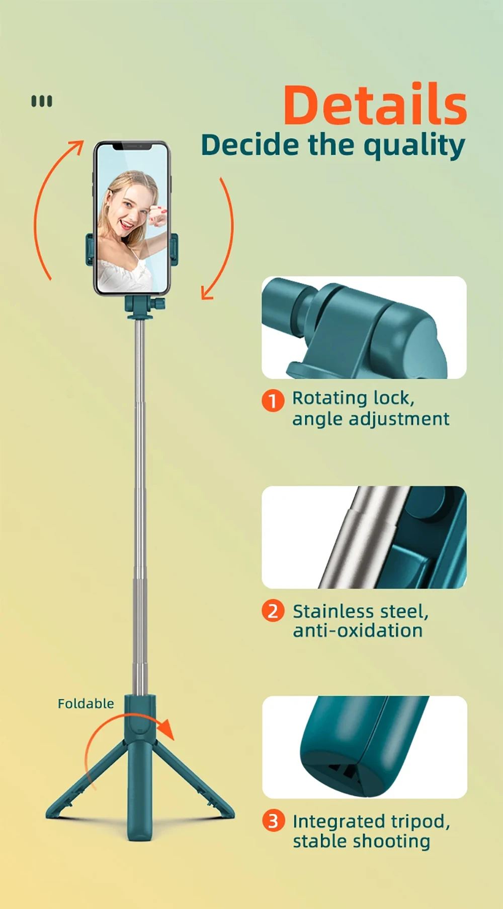 Sc3ea36b3e3bc46cca844a99b27698db3S - Selfie Stick Tripod Remote Shutter Extendable Monopod Adjustable For Mobile Smartphon Wireless Bluetooth Mini Phone Tripod Stand