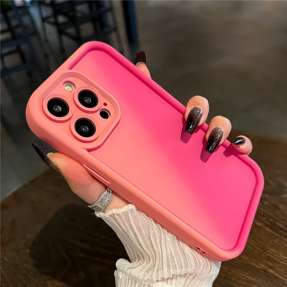 Sc8a930e11aa040158716dd596c89e500P - Gradient Liquid Silicone Thickened Phone Case For iPhone 15 14 13 12 Pro Max Plus Candy Color Soft Shockproof Bumper Cover