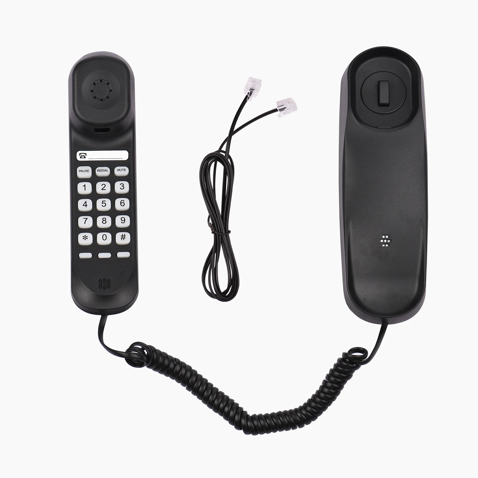 Sc90467d291104c69a5f5b451a0ed11a8r - Mini Desktop Corded Landline Phone Fixed Telephone Wall Mountable Supports Mute/ Pause/Redial Functions for Home Hotel Office