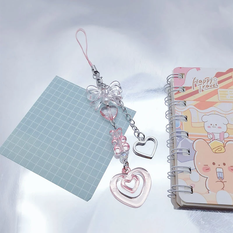 Sd52c9880bb454d40a351c5b99117e95bZ - Bag IP Samsung Cute Accessories Pink Y2K Bowknot Love Phone Charms Pendant Kawaii Key Chain Girl Strap Lanyard Beaded Ins Korea