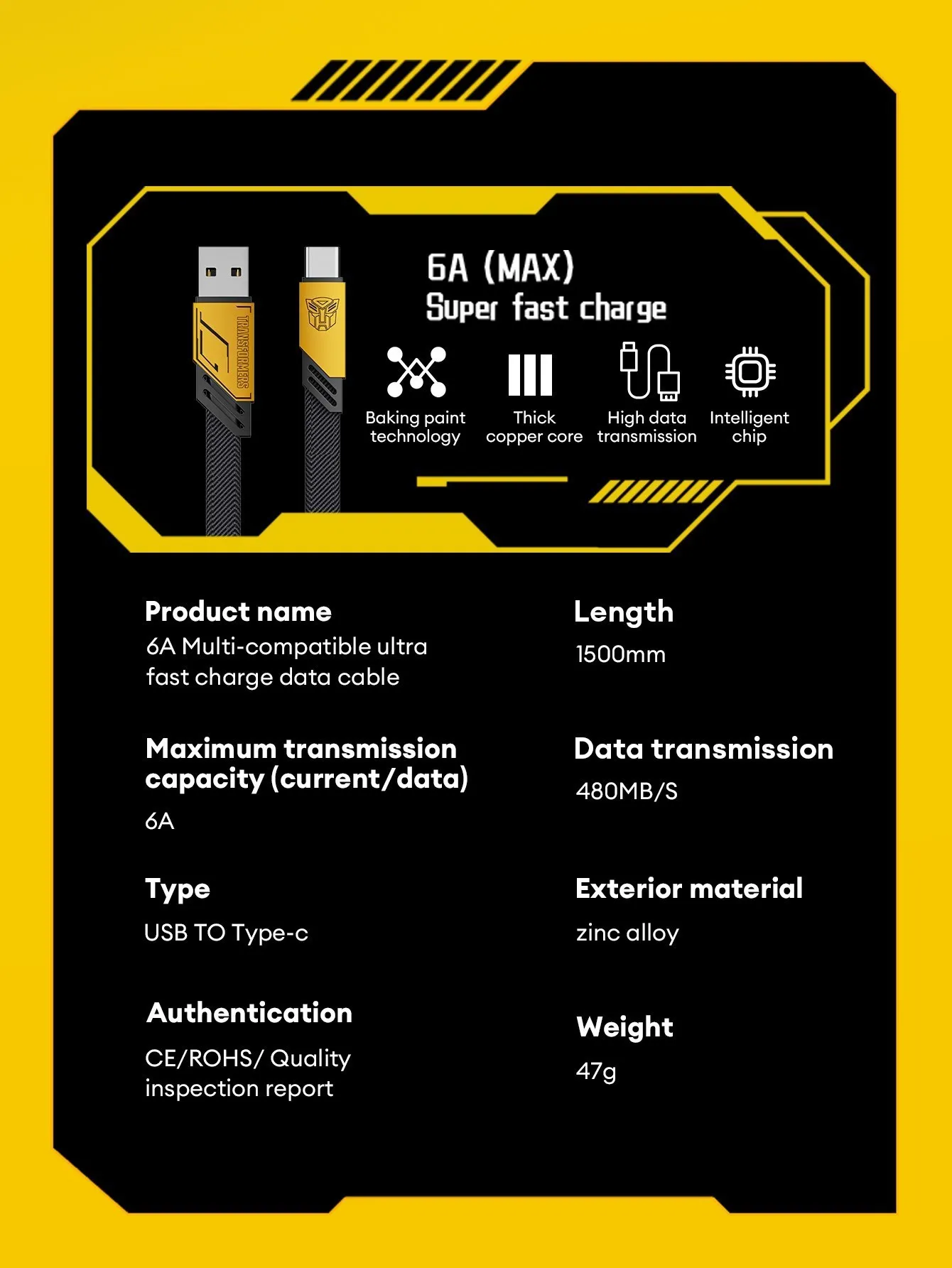 Sf0b28a8fc62b4051a4904d01b639c297B - Transformers TF-A08 Magnetic Absorption New Data Cable 6A Super Fast Charging Type-C Intelligent Chip USB PD Port PD interface