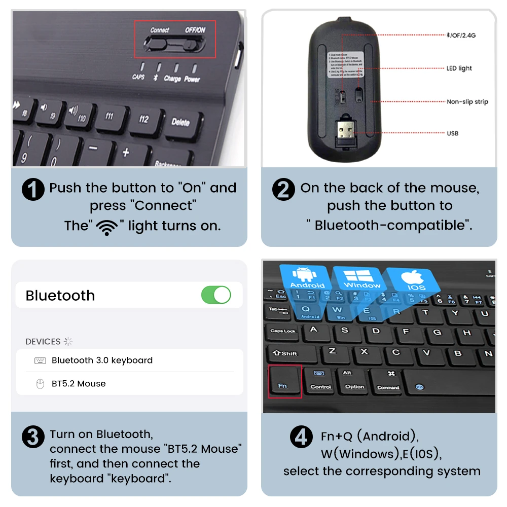 Sf8494292f136429e875304732338562cy - 10inch Backlit For iPad Keyboard and Mouse Backlight Bluetooth Keyboard For IOS Android Windows Wireless Keyboard and Mouse