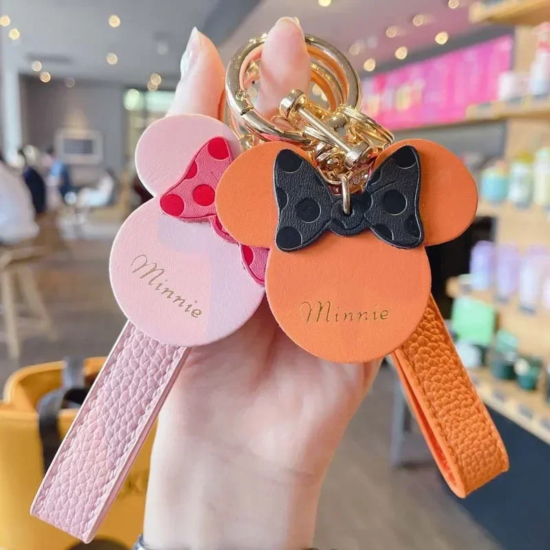 Trendy car key chain ring couple personality bag pendant creative small gift cute minnie head keychain women