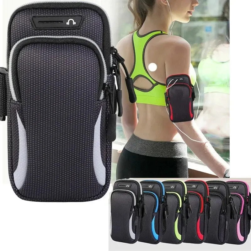 Universal 6.7” Phone Armband Outdoor Waterproof Fitness Running Sports Arm Phone Holder With Headphone Jack Mobile Bag