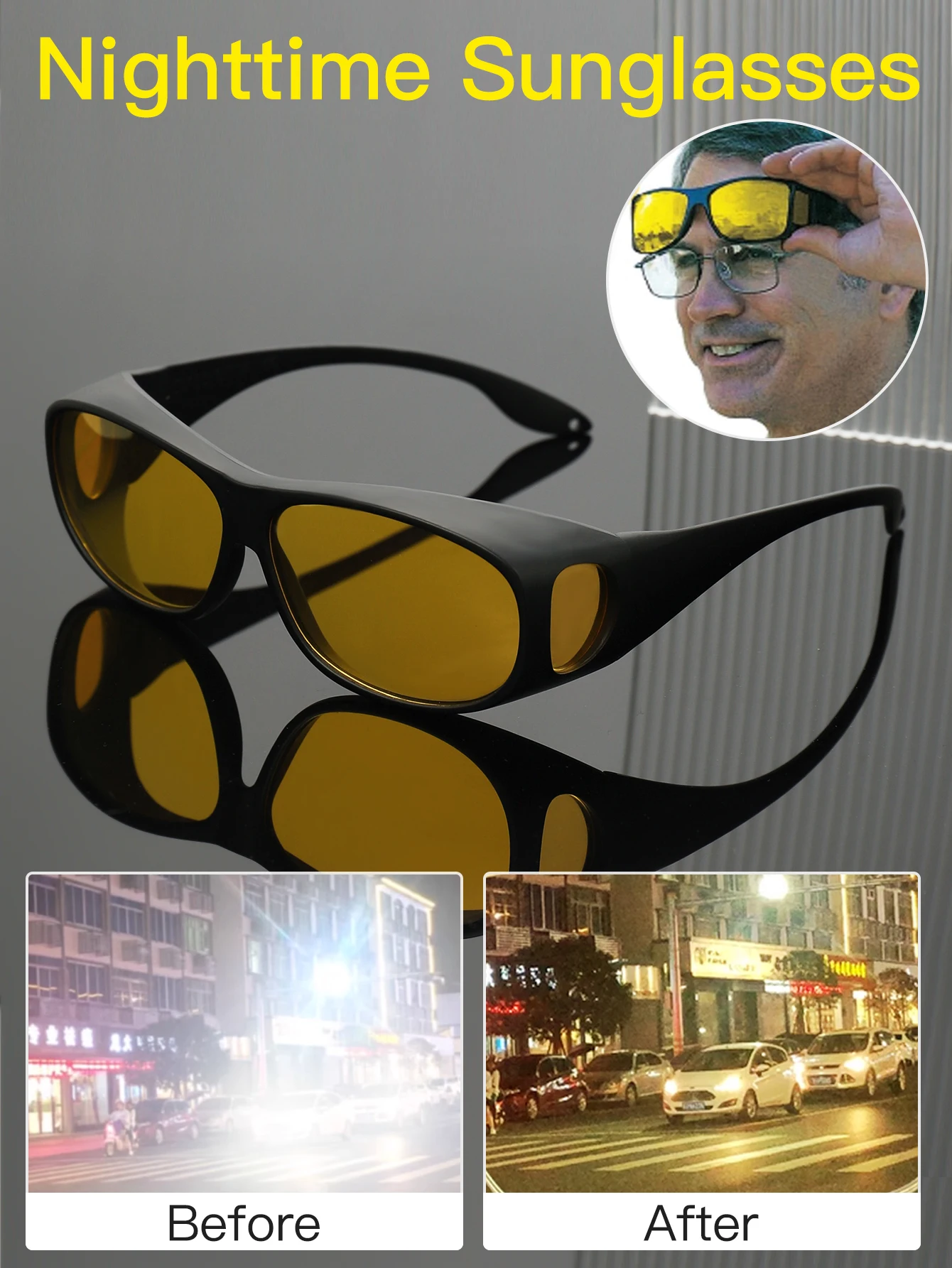 Vaneasel 1pc Interior Accessory Protective Gears Sunglasses Night Vision Glasses Anti Glare Car Driving Glasses