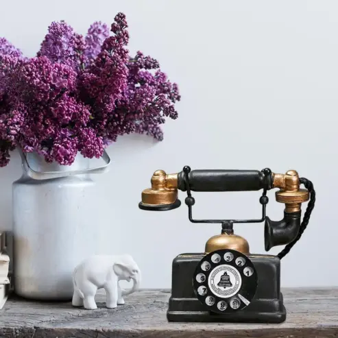 Retro Telephone Model Vintage Ornament Craft Desktop Landline Telephone Fixed Antique Telephone Home Living Room Decoration Gift