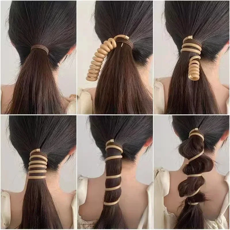 1723569791 159 Long Telephone Line Spiral Hair Bands Women Girls Fashion Elastic Rubber Band Ponytail Holder Hair A - Long Telephone Line Spiral Hair Bands Women Girls Fashion Elastic Rubber Band Ponytail Holder Hair Accessories Ornaments Rings