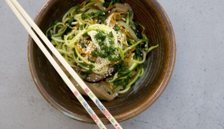 Gluten-free vegan zucchini noodle japchae