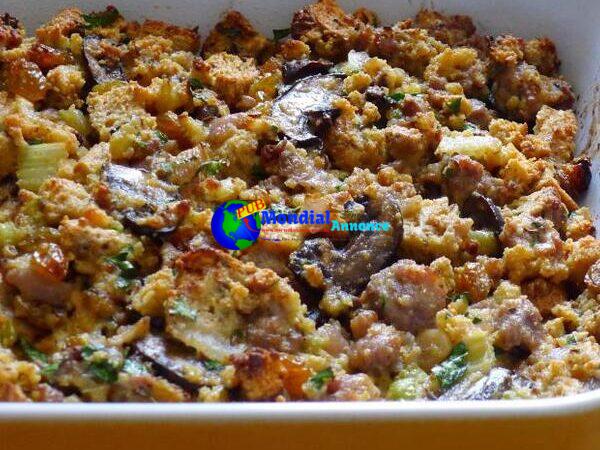 Gluten-Free Raisin-Rye Cornbread Sausage Stuffing