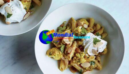 Gluten-Free Penne with Curry-Roasted Cauliflower and Raisins